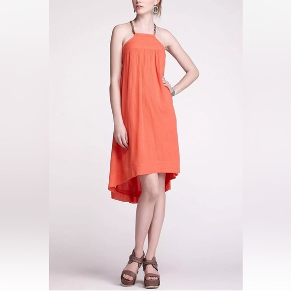 Anthropologie Vanessa Virginia Coral Cotton Gauze Maxi Dress. - Picture 3 of 12